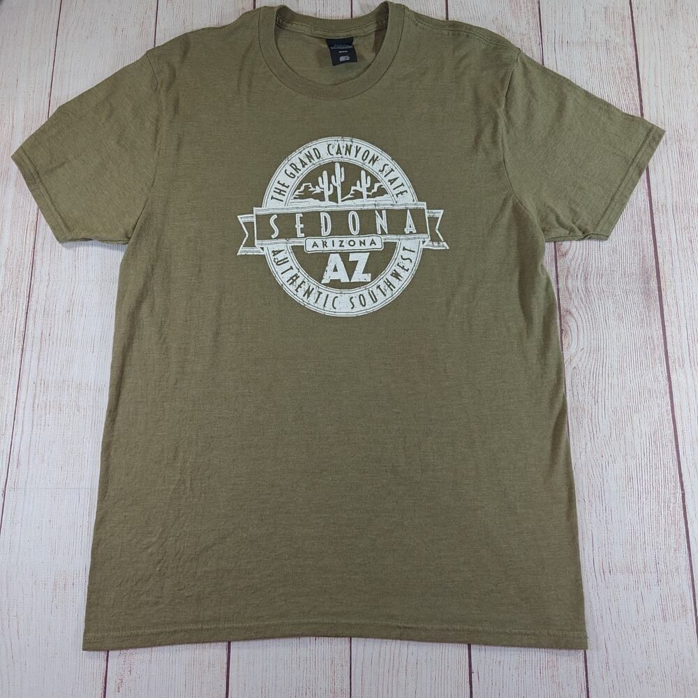 Hanes Sedona Arizona olive green graphic tee sz M